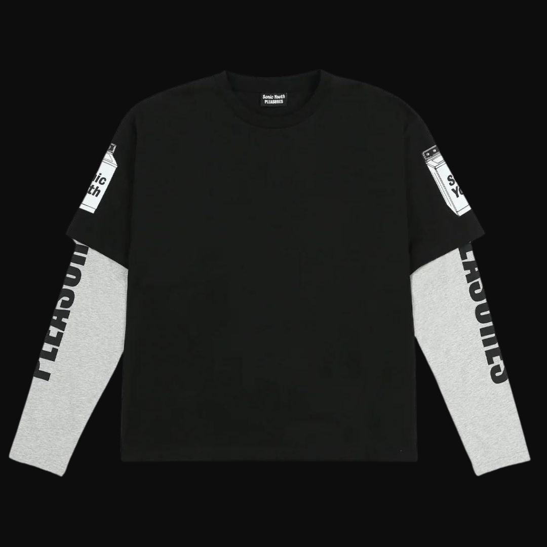 Sonic Youth - Becuz Layered Long Sleeve Black / Grey