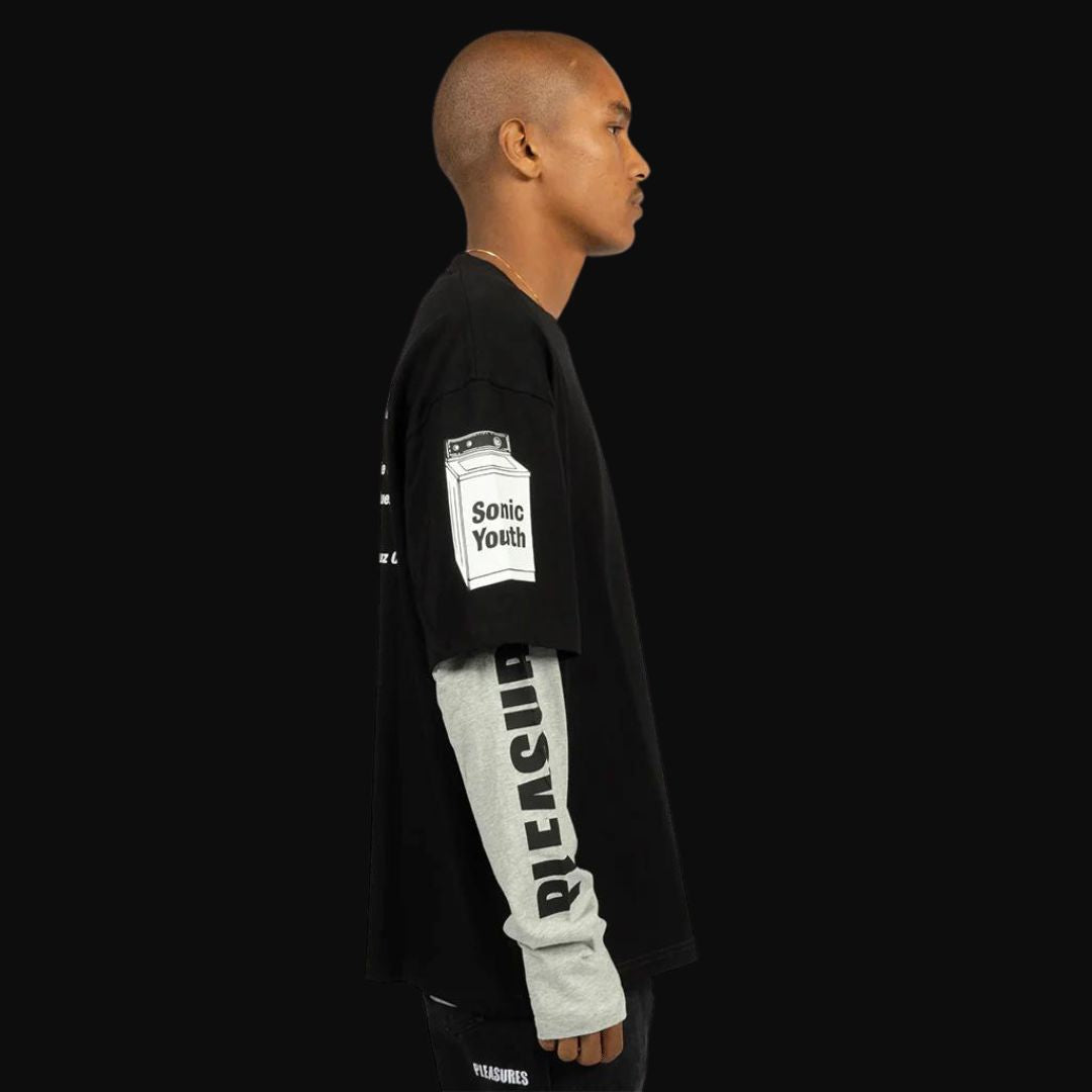 Sonic Youth - Becuz Layered Long Sleeve Black / Grey